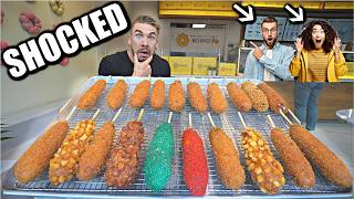 quotLOOK AT THEIR FACESquot CUSTOMERS SHOCKED BY THIS UNBEATEN CORN DOG EATING CHALLENGE [upl. by Dickens]