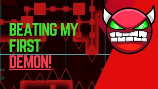 I BEAT MY FIRST GEOMETRY DASH DEMON [upl. by Ganiats]