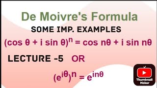 DE MOIVRES THEOREM  IMP EXAMPLES [upl. by Ortrud]