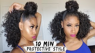 EASY 10MIN BUN  HALF DOWN CURLY STYLE  hair howto [upl. by Agate]