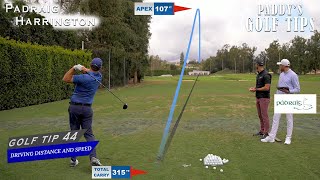 DRIVING DISTANCE AND SPEED  Paddys Golf Tip 44  Padraig Harrington [upl. by Marcus]