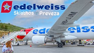 EDELWEISS Airbus A320 from Skiathos to Preveza  Flight report Business Class 2023 [upl. by Ocker424]