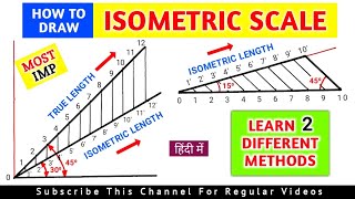 HOW TO DRAW ISOMETRIC SCALE USEFUL FOR ISOMETRIC PROJECTION IN ENGINEERING DRAWING IN HINDI [upl. by Biebel]