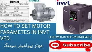 HOW TO SET MOTOR PARAMETERS IN INVT VFD FOR SOLAR PUMPinvt [upl. by Notgnihsaw129]