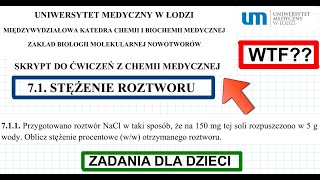 ZADANIE 711 Przygotowano roztwór NaCl w taki sposób że na 150 mg UMED chemia chemistry [upl. by Nealon]