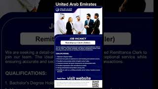 Remittances Clerk  Teller Job in Al Ansari Exchange UAE shorts teller [upl. by Ki]