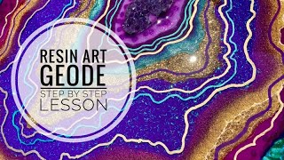 Resin Art Geode Step by Step Lesson [upl. by Ellertal]