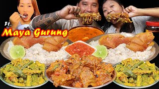 Mukbang Ft mayagurung9799 Eating Chicken Curry Newari Food Choila With Rice  Nepali Mukabang [upl. by Giarg734]