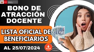 🔴📢LISTA OFICIAL BENEFICIARIOS BONO DOCENTE 2024 [upl. by Mika]