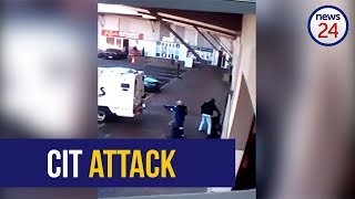 WATCH Armed thieves attack cashintransit guards in Boksburg [upl. by Greabe]