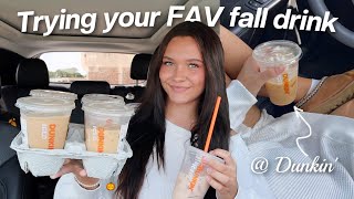 trying my subscribers FAV FALL drinks from Dunkin [upl. by Major]