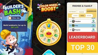 MONOPOLY GO LEADERBOARD TOP 30 LOCAL  BUILDERS BASH  STICKER BOOM 💥monopolygo monopolygo [upl. by Enenaej]