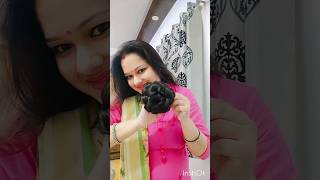 Karwachauth hairstyle with bun extensionsshortsshortvideoyoutubeshortsfestivalhairstyle [upl. by Aneehsram]