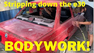 Building an e30 m3 conversion part 3 Body work prep and motor reveal [upl. by Chlores]