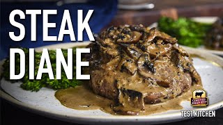 Classic Steak Diane Recipe Flat Iron Steaks with Mushroom Cream Sauce [upl. by Valoniah]