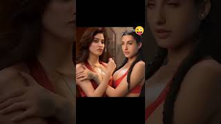 Janvi Kapoor amp Nora Fetehi KISSING 💋 ‼️ janvikapoor norafatehi kissing romance shorts trending [upl. by Nahpets]