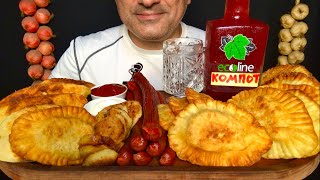 Fried Pancakes 🥞 with Potatoes 🥔 Meat 🥩 Pies 🥧  Sloe Compote  Hunter Sausages  ASMR  MUKBANG [upl. by Darcie]