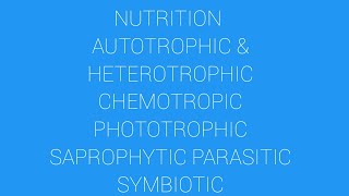 Nutrition autotrophic chemotropic phototrophic holozoic parasitic saprophytic symbiotec [upl. by Meredith887]