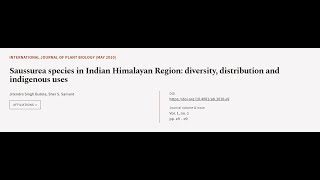 Saussurea species in Indian Himalayan Region diversity distribution and indigenous   RTCLTV [upl. by Freeland477]