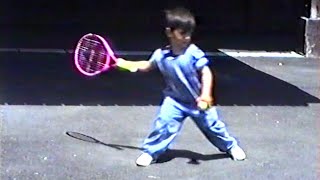 Fouryearold Novak Djokovic receives his very first tennis racket for birthday Exclusive footage [upl. by Randal]