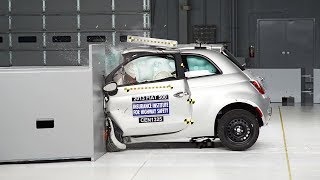 2013 Fiat 500 driverside small overlap IIHS crash test [upl. by Anirehtac]