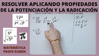 Resolver aplicando propiedades de la potenciación y la radicación encontrar la mínima expresión [upl. by Ardekan]