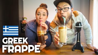 How to make European Whipped Coffee  Greek Frappe  Around The World in 50 Foods [upl. by Ehling767]