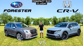 COMPACT SUV CLASH  2024 Honda CRV vs 2024 Subaru Forester Comparison [upl. by Donaugh264]