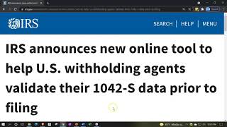 IRS announces new online tool to help US withholding agents validate their 1042S [upl. by Dahsra681]