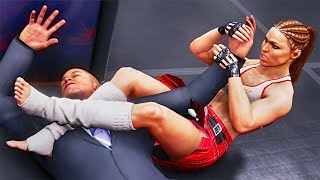 WWE 2k20 Ronda Rousey barefoot vs Byron Saxton commentator Intergender wrestling [upl. by Jud]