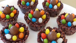 Recette des Petits Nids de Pâques au Riz Soufflé et au chocolat [upl. by Jannel]