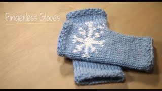 Knit Fingerless Snowflake Gloves with pattern  1 Hour Project Knitting Tutorial with Stefanie Japel [upl. by Ydnor]