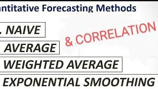 Forecasting part 2 Naive Method Exponential smoothing AverageWeighted Average amp Correlation [upl. by Aloek666]