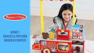 Melissa amp Doug Disney Snacks amp Popcorn Wooden Pretend Play Food Counter [upl. by Anauqcaj]