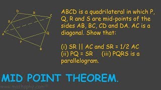 QUADRILATERALS CLASS 9 IMPORTANT QUESTIONS WITH SOLUTIONS MID POINT THEOREM IMPORTANT [upl. by Irek]