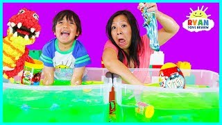 Ryans World Slime Baff Surprise Toys Challenge game  Mystery Slime  Mystery Putty Molekule [upl. by Adhamh]