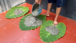 Very Cool Cement Ideas  Artwork ideas from cement and leaves for garden decoration [upl. by Nilson]