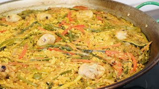 PAELLA DE VERDURAS Y POLLO RECETA SANA FÁCIL Y DELICIOSA [upl. by Nahsar]