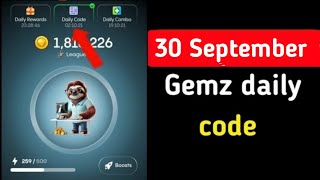 Gemz Daily Code Today 30 September  Gemz Daily Code  Gemz Daily Combo Today [upl. by Arnst493]