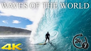 🔴4K ASMR 247 Waves Of The World  Tahiti And Hawaii  With Relaxing Music☑️ [upl. by Richer933]