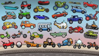 Hill Climb Racing 2  ALL 28 VEHICLES UNLOCKED AND FULLY UPGRADED Walkthrough GamePlay [upl. by Yovonnda222]