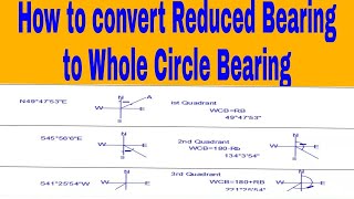 Part3How to convert Reduced Bearing to Whole Circle Bearing II RB to WCB [upl. by Goldner]