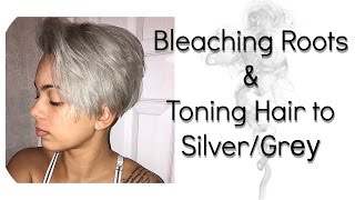 Bleaching Roots amp Toning Hair to Silver  Grey  Wella t14 amp Wella 050 [upl. by Akihsar674]