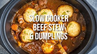 Slow Cooker Beef Stew and Dumplings  Supergolden Bakes [upl. by Tonya]