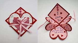 DIY Handmade Heart Pop Up Card For Valentines Day  Anniversary  Love Card  Card For Scrapbook [upl. by Bevin]