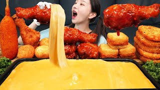 양념치킨 amp 치즈퐁듀 🧀 핫도그 치즈볼 먹방 레시피 Cheese Fondue Chicken Cheese Balls Fried Shrimp Mukbang ASMR Ssoyoung [upl. by Ryle]