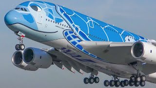 90 MINUTES AIRPLANES ONLY  Airbus A380 ONLY  A380 Landing Departure Go Around  4K [upl. by Aicetel]