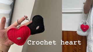 Crochet Heart Keyring  how to crochet a amigurumi heart [upl. by Neiviv]