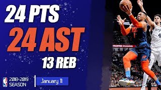 Russell Westbrook CAREERHIGH 24 ASSISTS  24 PTS 13 REB  OKC vs SAS  11012019  MH [upl. by Annoik]