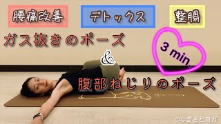 3分！腸活ヨガ『ガス抜きのポーズ』amp『腹部捻じりのポーズ』 nagisatoyoga6161 [upl. by Gibe]